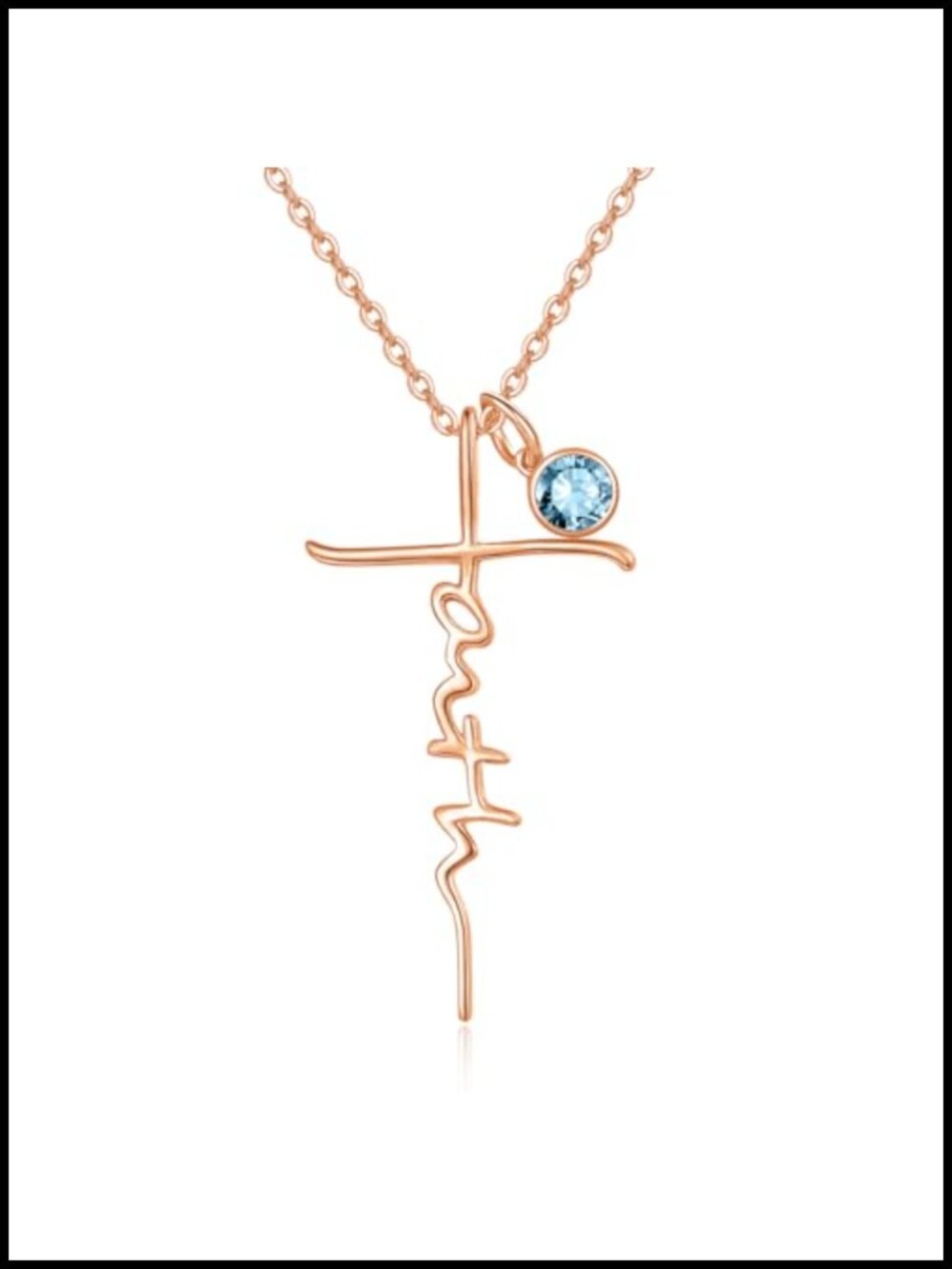 Faith Cross Birthstone Pendant Necklace Gold Plated Cubic Zirconia 1.5 inch
